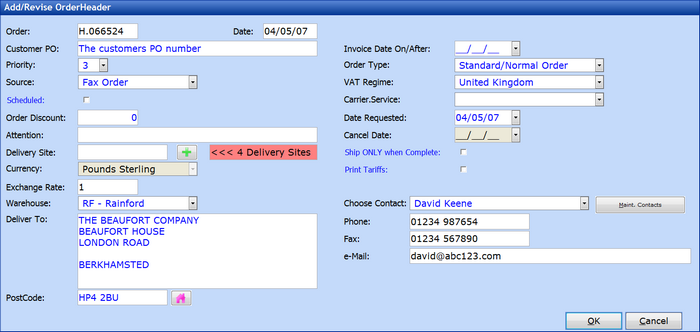 order header